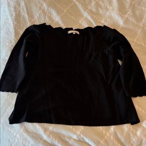 Black Women's V-Neck Long Sleeve Top